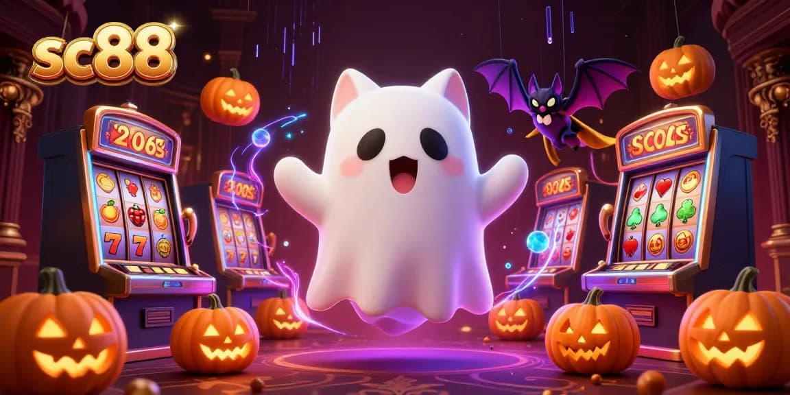 Experience thrilling slots action with sc88 at a haunted casino featuring vibrant characters.