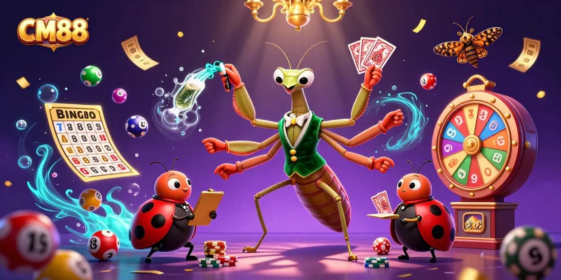 Experience the thrill of CM88 with vibrant lottery elements, enhancing the casino atmosphere.