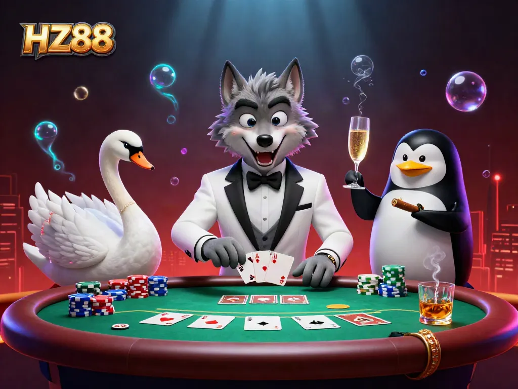 Experience the excitement of HZ88 with charming characters and vibrant casino elements in an immersive 3D illustration.