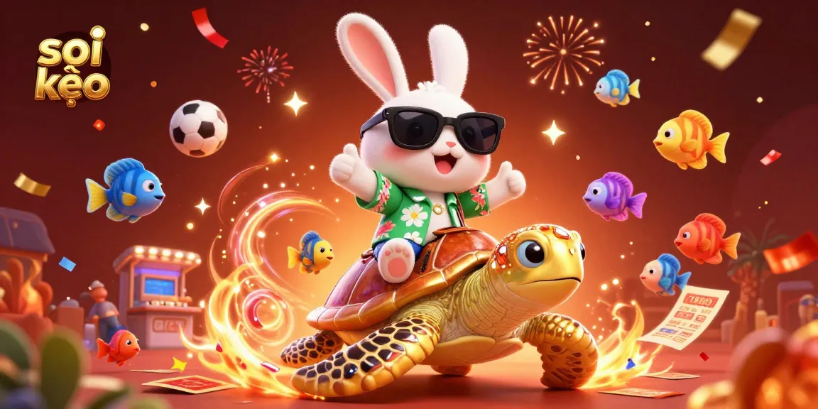 Place your bets with soi kèo featuring a charming rabbit and golden turtle invoking good fortune.