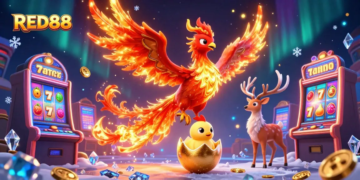 Engage with RED88 as the phoenix and stag represent fortune in a dynamic casino setting.