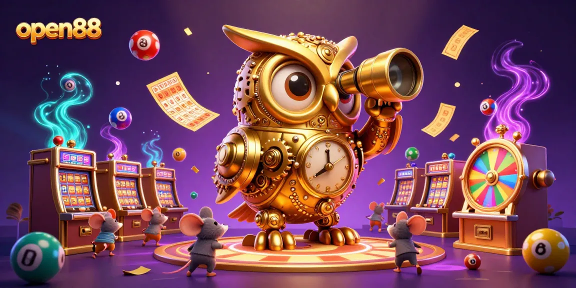 Experience thrilling gameplay at open88 with a golden owl overseeing dynamic casino action.