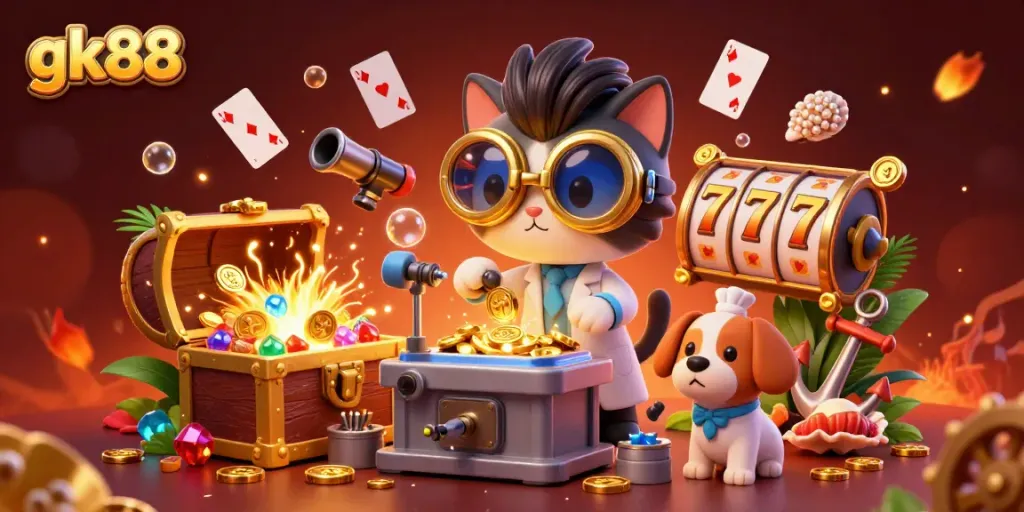 Experience the excitement and winning potential at gk88 with vibrant casino action and playful characters.