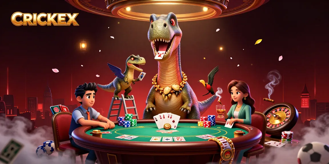 Engage with CRICKEX as a dinosaur and clever dealer create a unique betting scene.