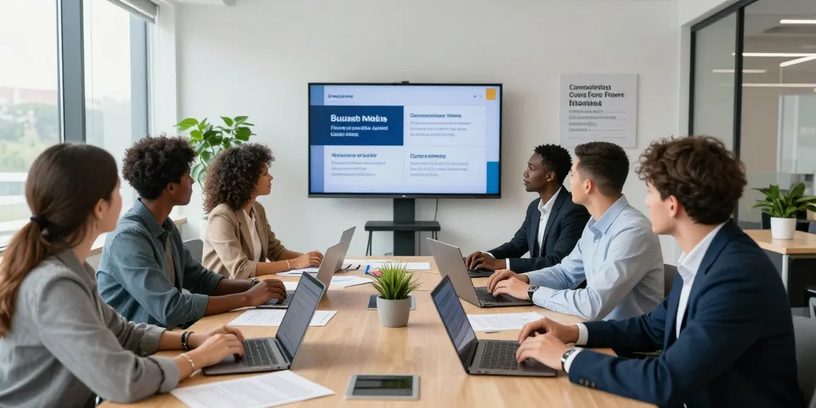 Professionals discussing business mobile deals UK in a collaborative office meeting, showcasing a vibrant and engaged atmosphere.