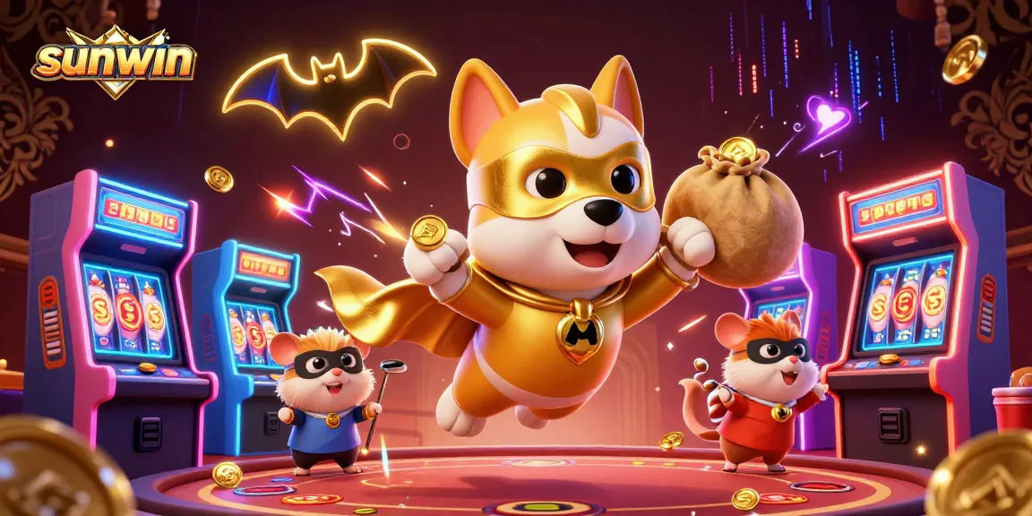 Experience thrilling gameplay and jackpots at sunwin, featuring dynamic 3D characters in a vibrant casino scene.