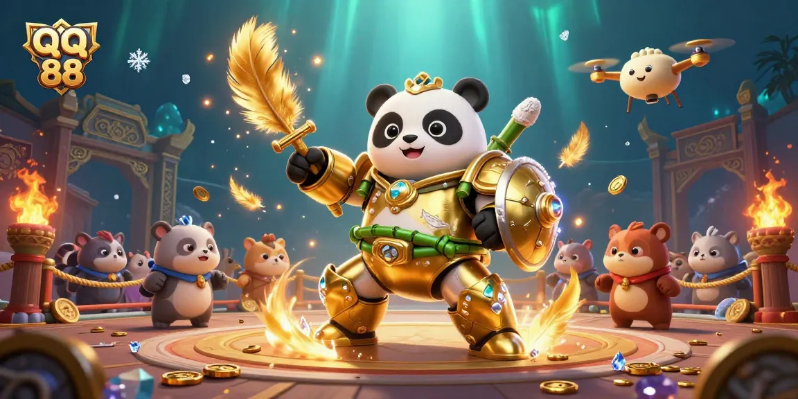 Experience the thrill of qq 88 with a golden panda in a dynamic casino showdown.