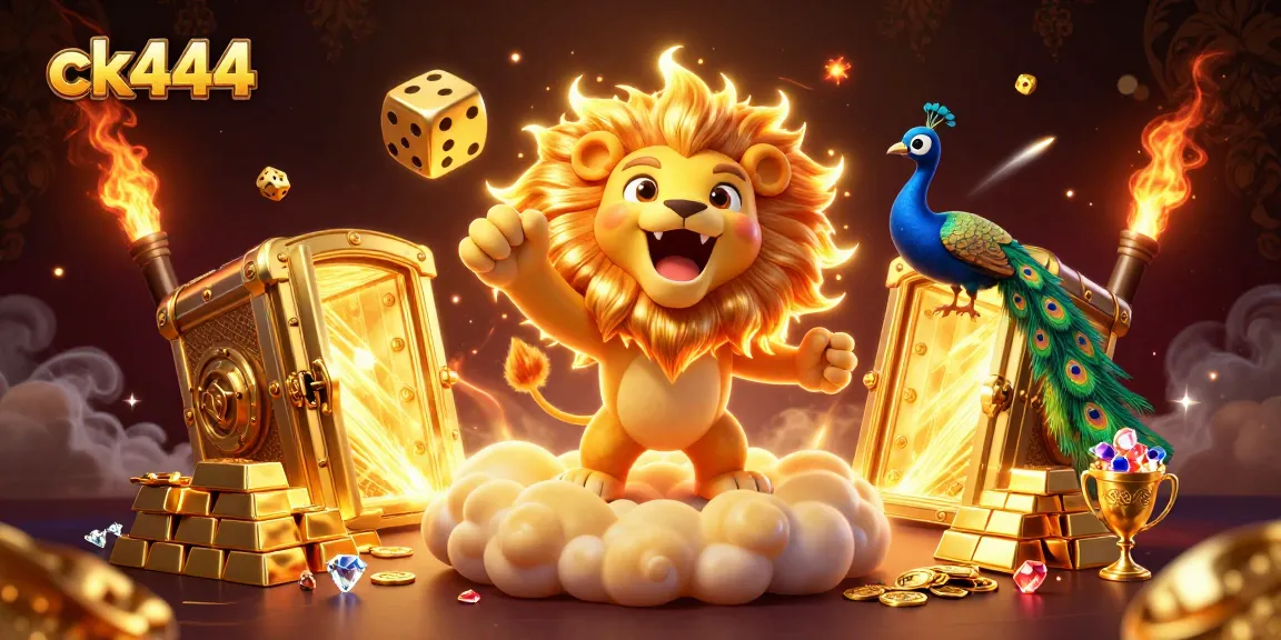 Win big with ck444 at this vibrant 3D casino scene filled with treasures and game elements!