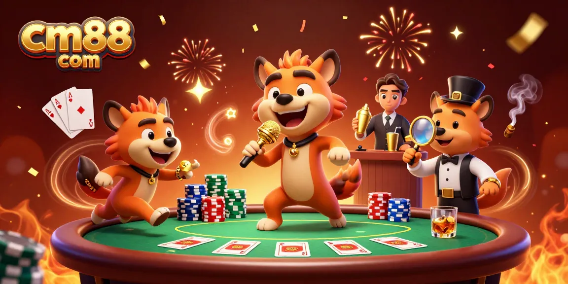 Enjoy exciting games at cm88 com with vibrant hyenas in a lively casino scene!