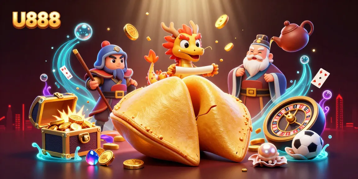 Spin for fortune with U888 in this vibrant casino illustration featuring dynamic gaming elements.