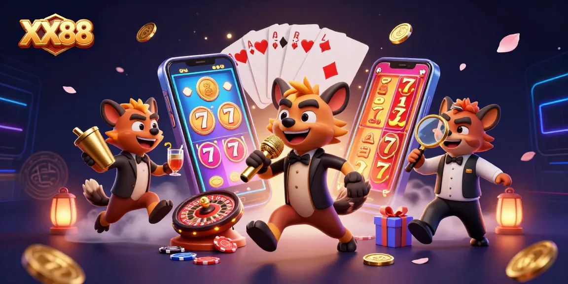 Engage in the lively world of XX88 as hyenas entertain at a casino club