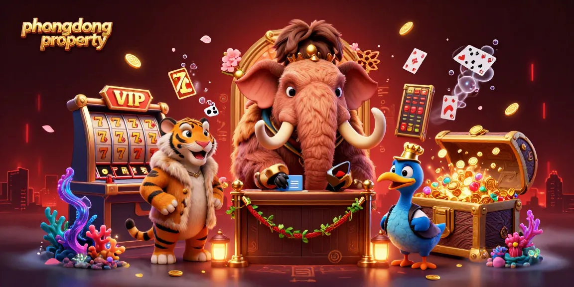 phuongdongproperty features a woolly mammoth bouncer, VIP saber-tooth guest, and dodo doorman in a dynamic casino scene