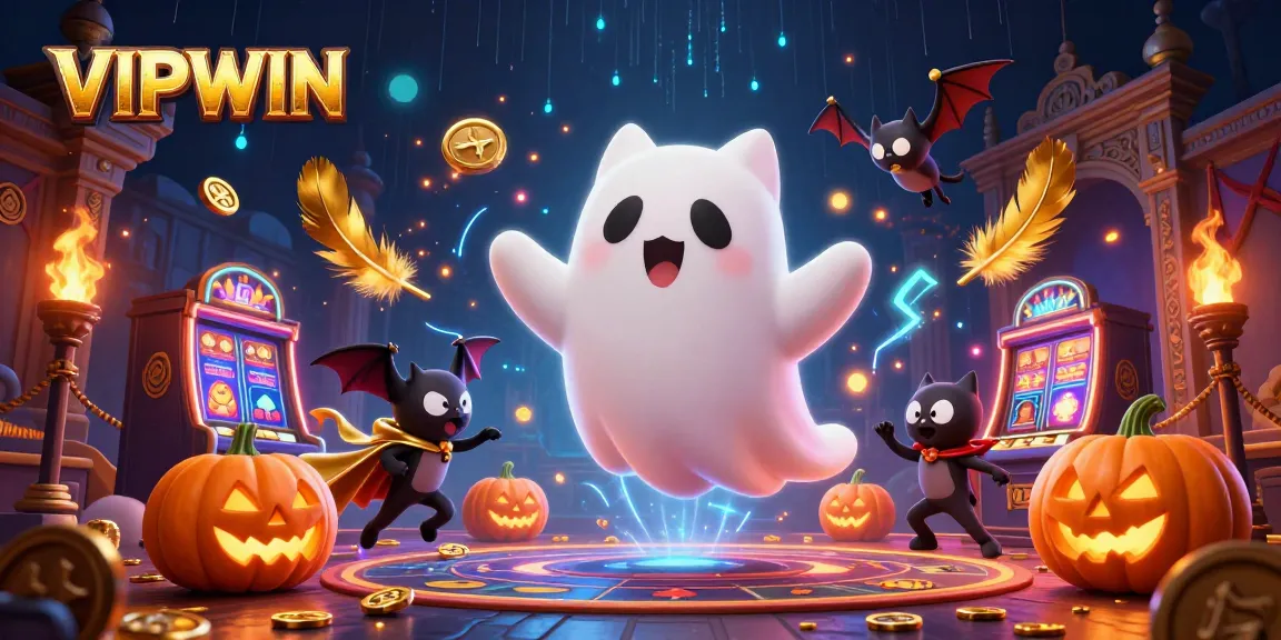 Engage in exciting gameplay at VIPWIN with a dynamic casino scene featuring ghostly characters.