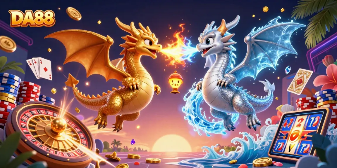 Experience thrilling wins at DA88 with dynamic 3D dragons and casino elements in action.