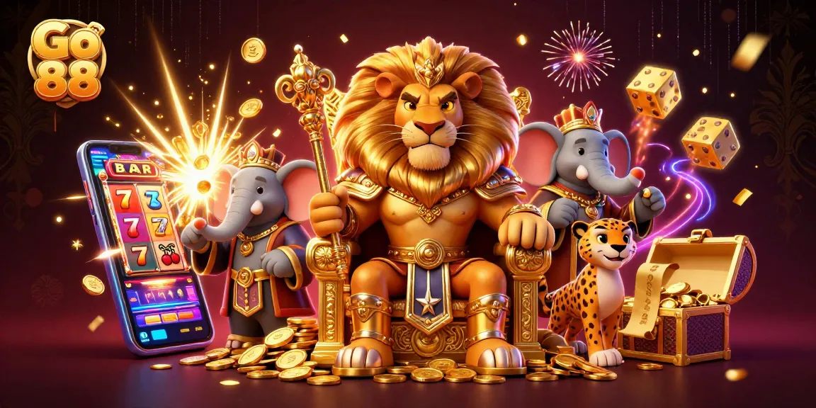 Win big at Go 88 with vibrant, dynamic gaming scene showcasing slot action and rich casino elements.