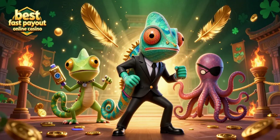 Experience thrilling action at the best fast payout online casino with vibrant characters in a dynamic casino scene.