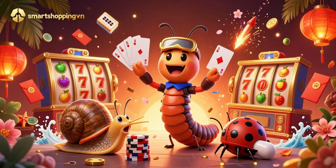 Experience thrilling gameplay at smartshoppingvn with an exuberant casino scene featuring unique characters and vibrant elements.