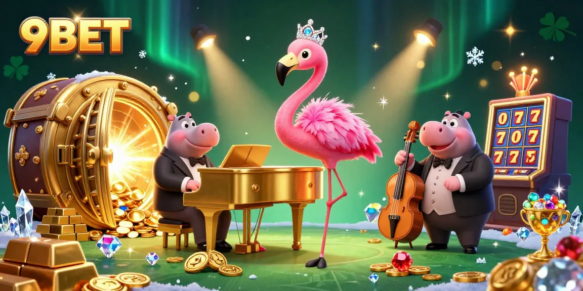 Experience excitement with the 9BET casino scene featuring vibrant characters and dynamic gaming elements