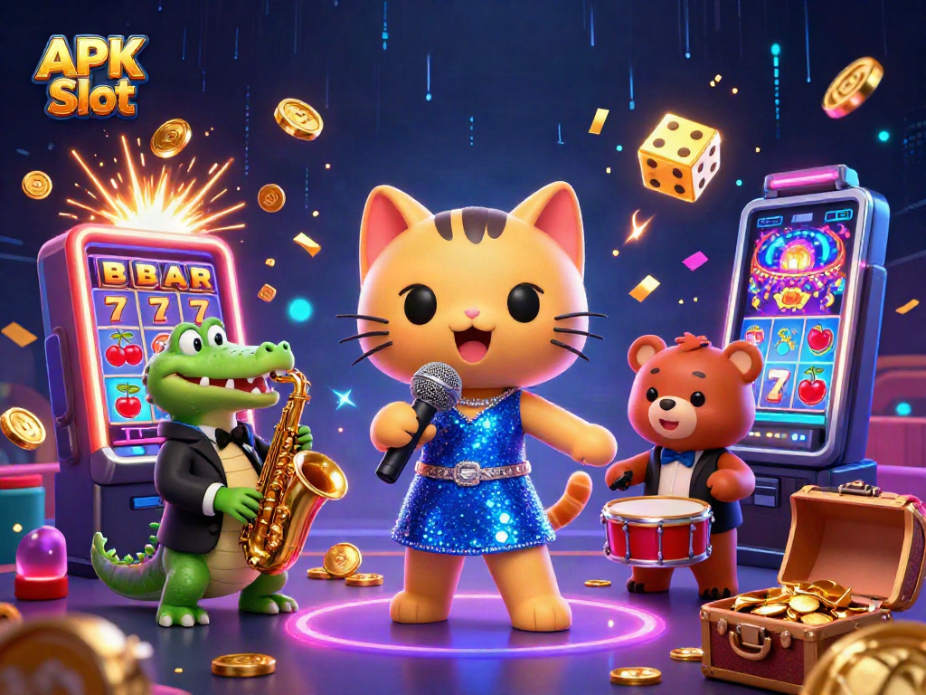 Experience the thrill of APK Slot games with vibrant characters and exciting casino elements.